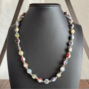 Vintage Murano Glass Millefiori Bead Necklace
